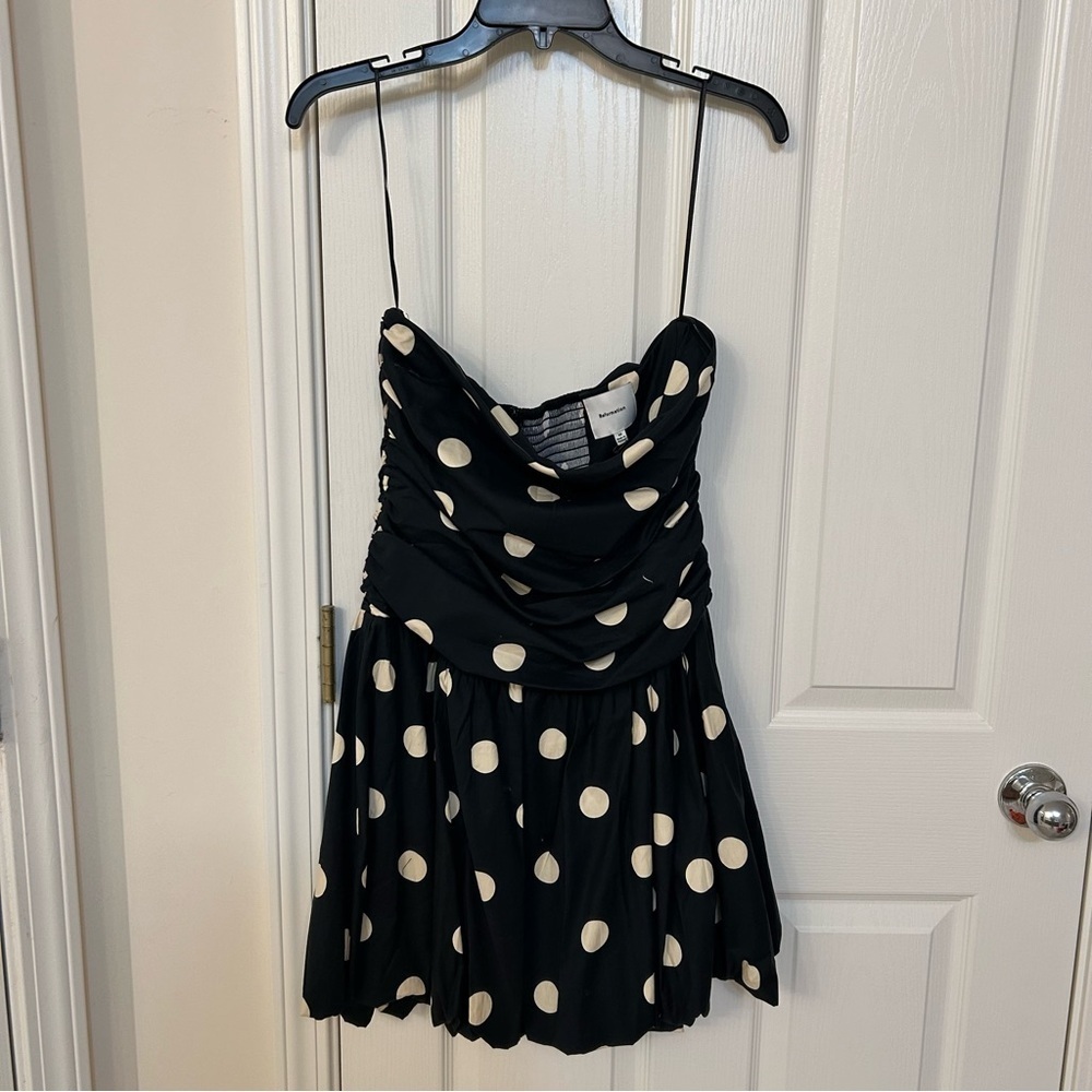 REFORMATION Clea Polka-Dot Mini Dress in Moon Dot-1 Size 10 - Picture 6 of 12